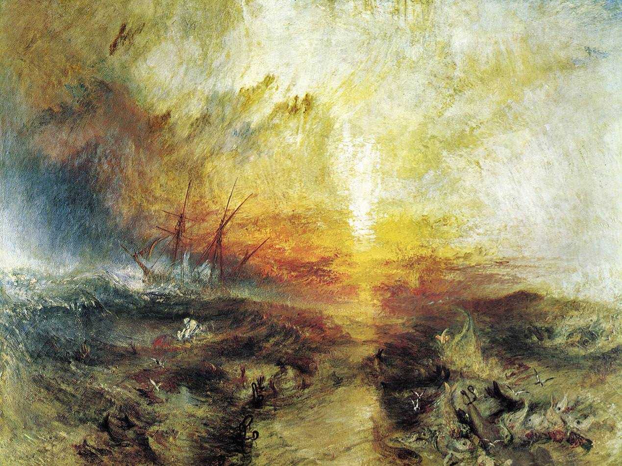 Картина Slavers Throwing Overboard the Dead and Dying Typhon Coming on – художник Джозеф Уильям Мэллорд Тёрнер