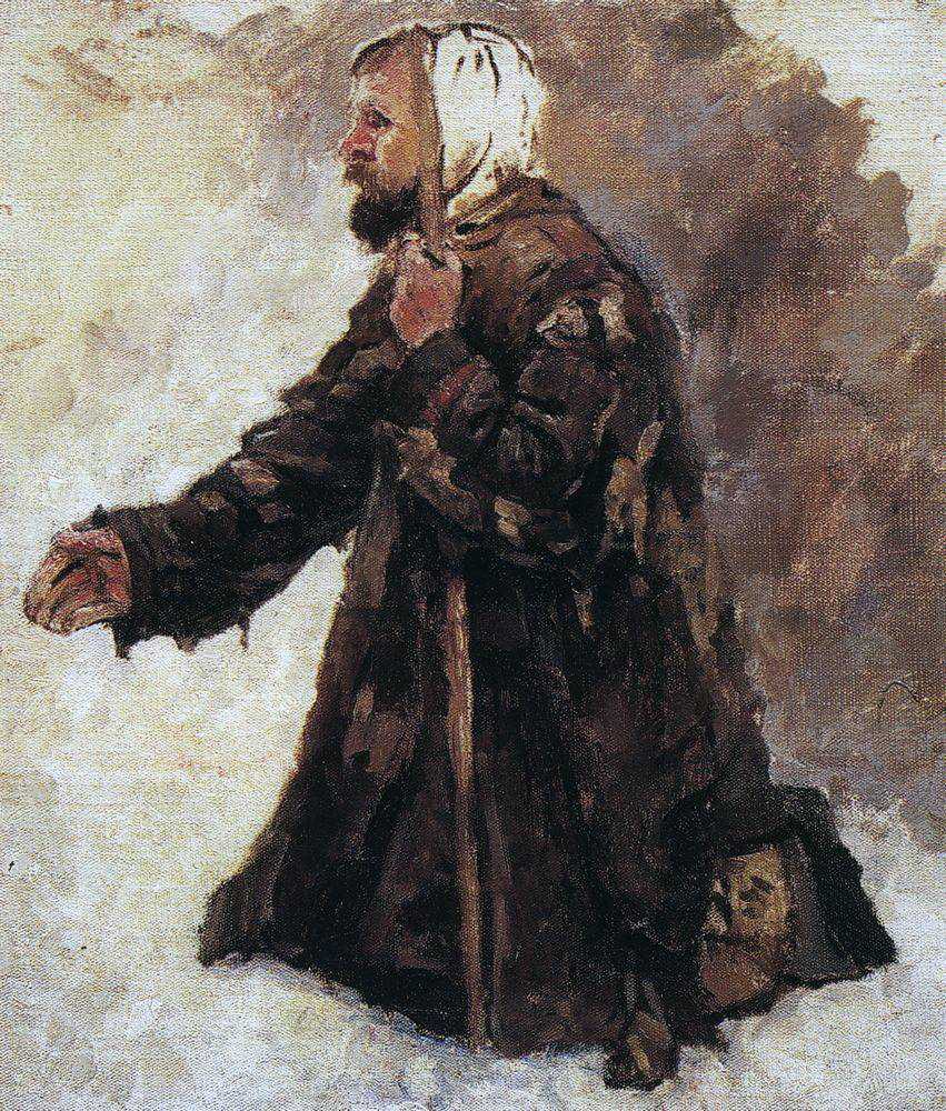 Картина Нищий, стоящий на коленях – художник Василий Иванович Суриков