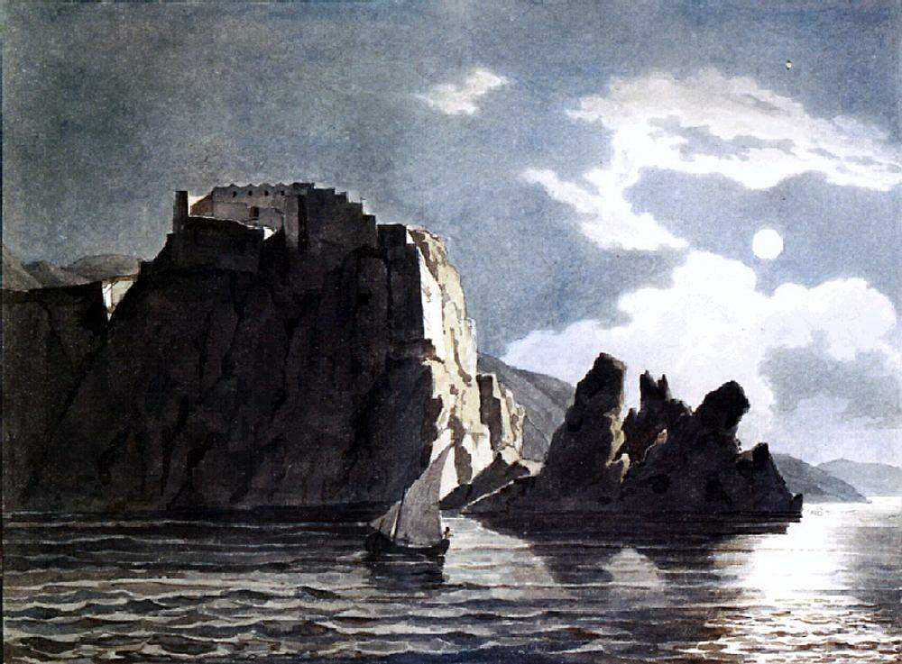 Картина Скалы и луна ночью – художник Карл Павлович Брюллов