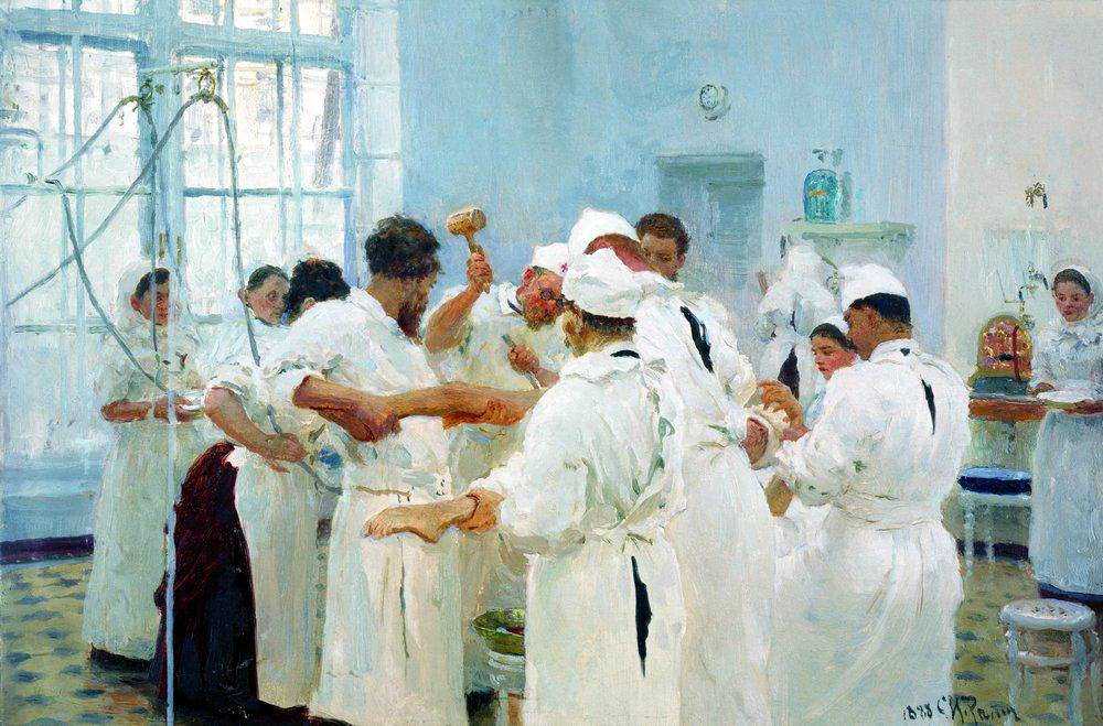 Картина Хирург Е. В. Павлов в операционном зале – художник Илья Ефимович Репин
