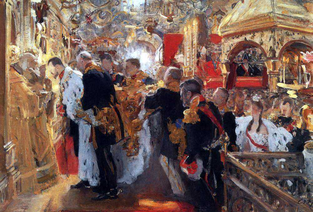 Картина Коронация. Миропомазание Николая II в Успенском соборе – художник Валентин Александрович Серов
