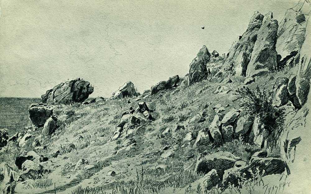 Картина Скалы на берегу моря. Гурзуф – художник Иван Иванович Шишкин