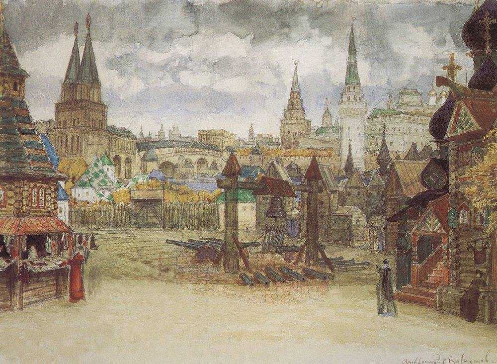 Картина Стрелецкая слобода – художник Аполлинарий Михайлович Васнецов