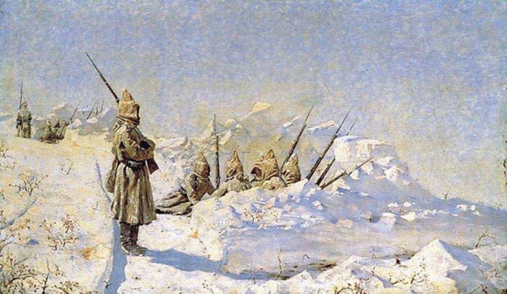 Картина Снежные траншеи – художник Василий Васильевич Верещагин